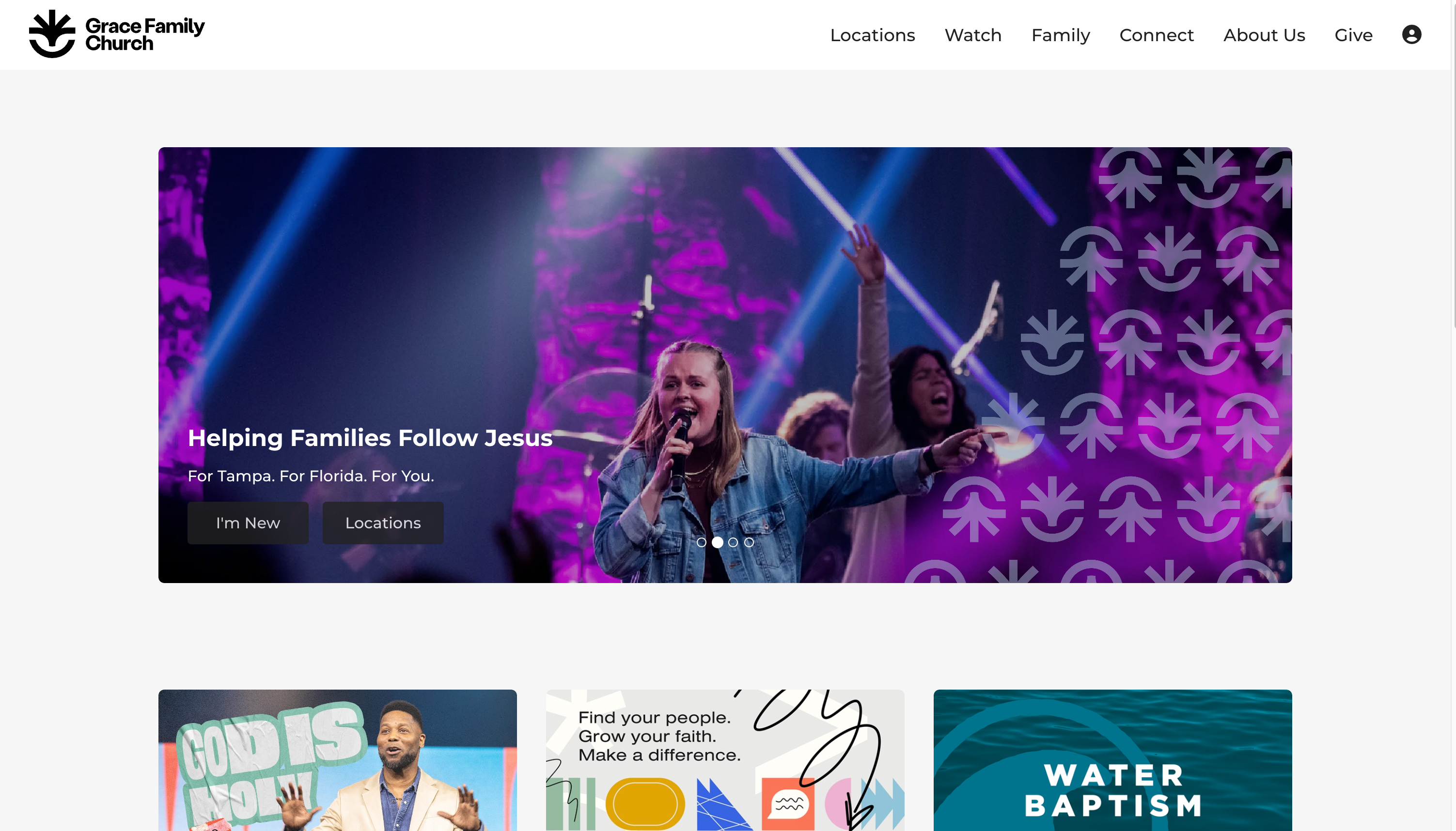 Website image from Grace Family Church located in Tampa, FL.