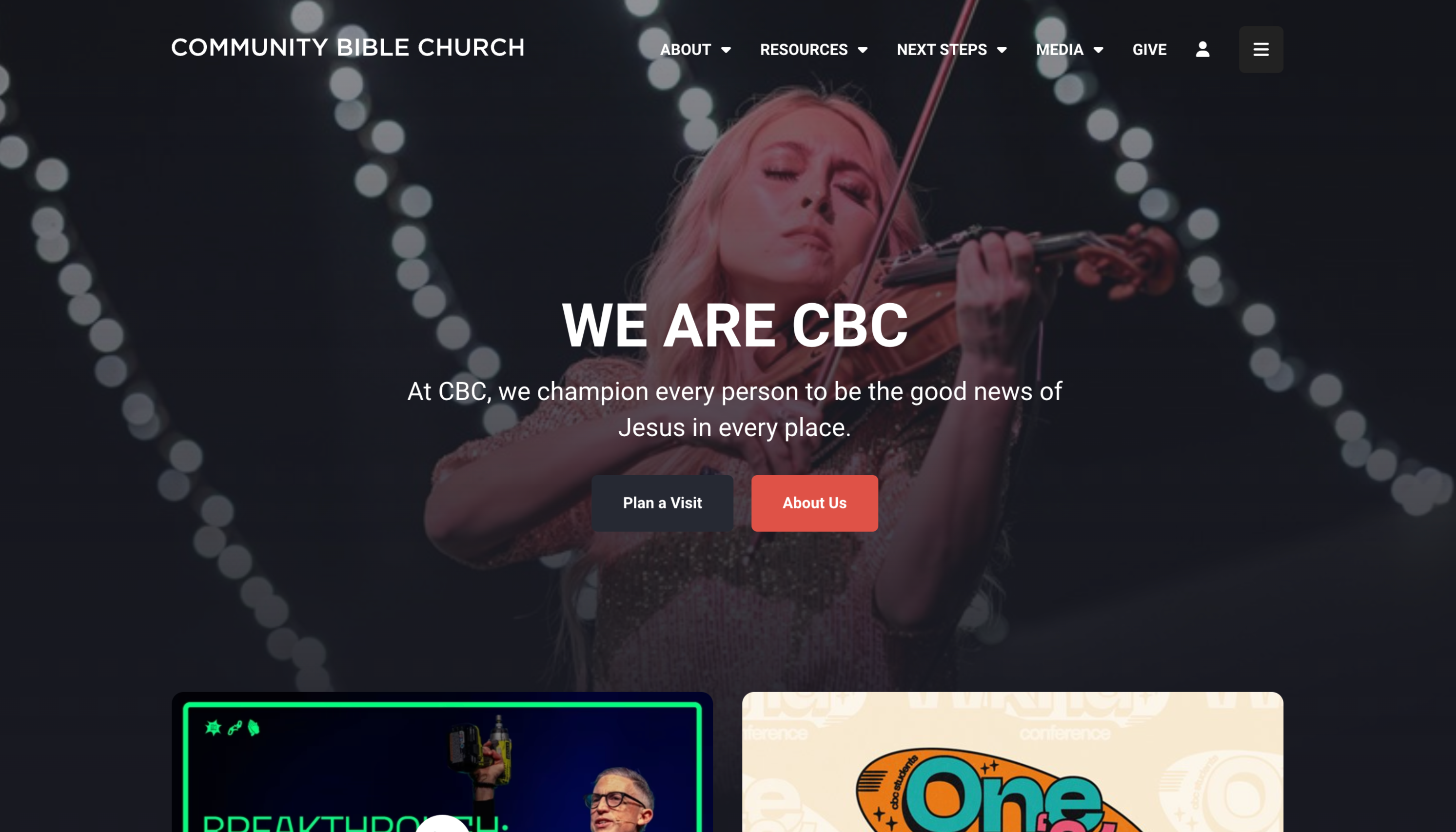 Website image from Community Bible Church located in San Antonio, TX.